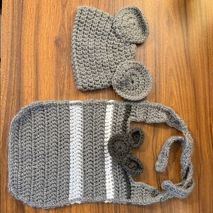 Handmade Newborn Mouse Inspired Crochet Set | Baby Photo Prop | Neutral Gray